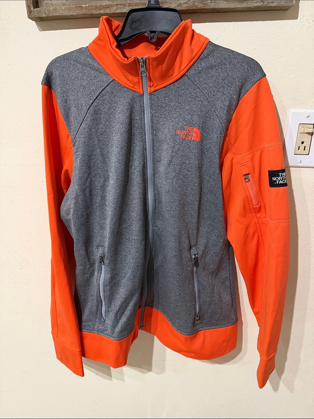 The North Face Gray and Orange Zip-Up Jacket